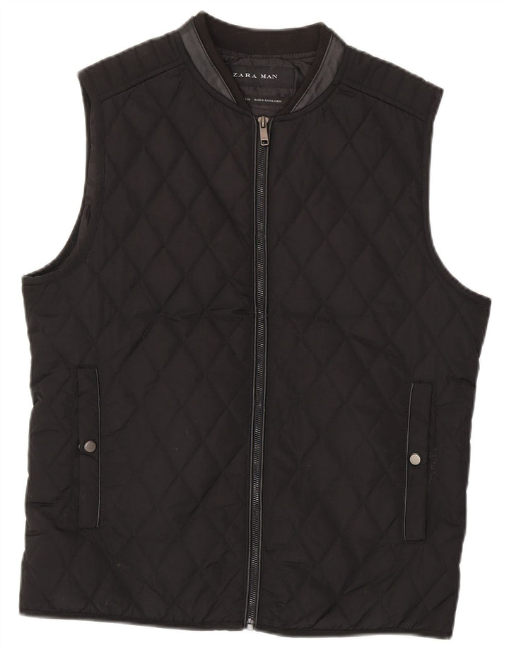 Zara Ανδρικό καπιτονέ Gilet UK 38 Medium Black Polyester