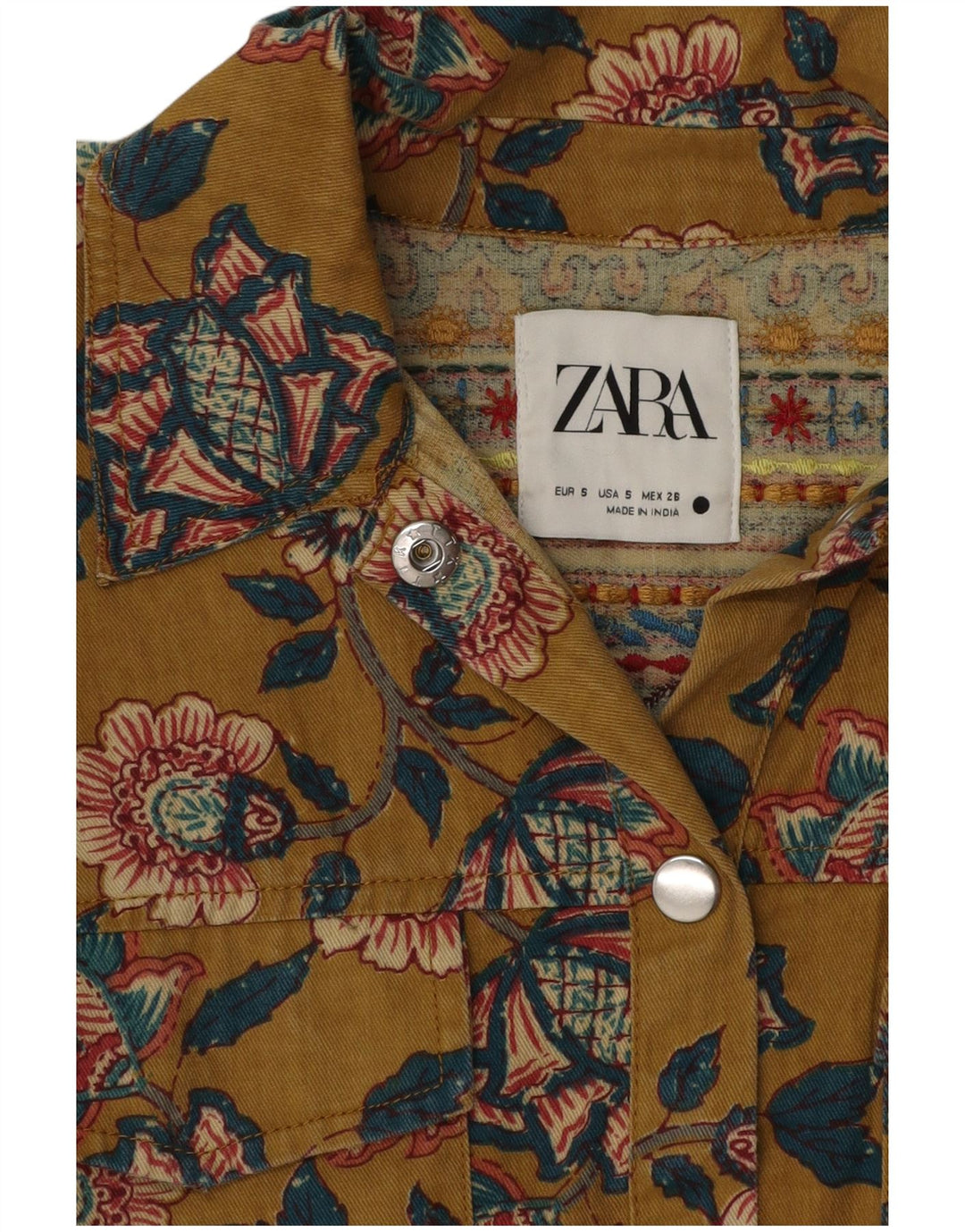 Zara Γυναικείο πουκάμισο Oversized UK 10 Small Khaki Floral