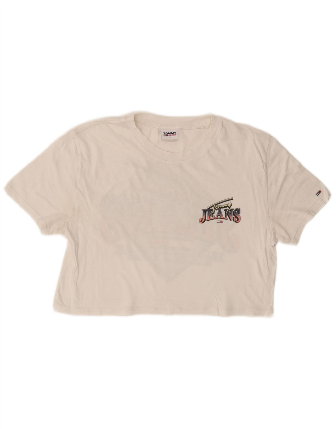 TOMMY HILFIGER Γυναικείο Crop Graphic T-Shirt Top 10 Small White