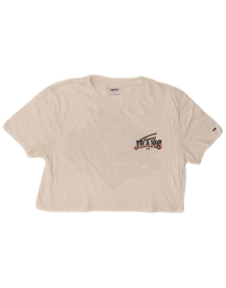 TOMMY HILFIGER Γυναικείο Crop Graphic T-Shirt Top 10 Small White
