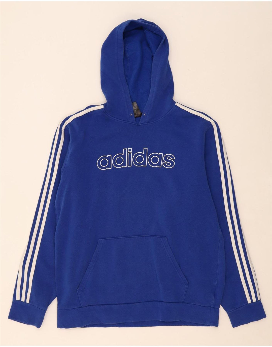 ADIDAS Mens Graphic Hoodie Jumper Medium Blue Cotton Vintage Adidas and Second-Hand Adidas from Messina Hembry 