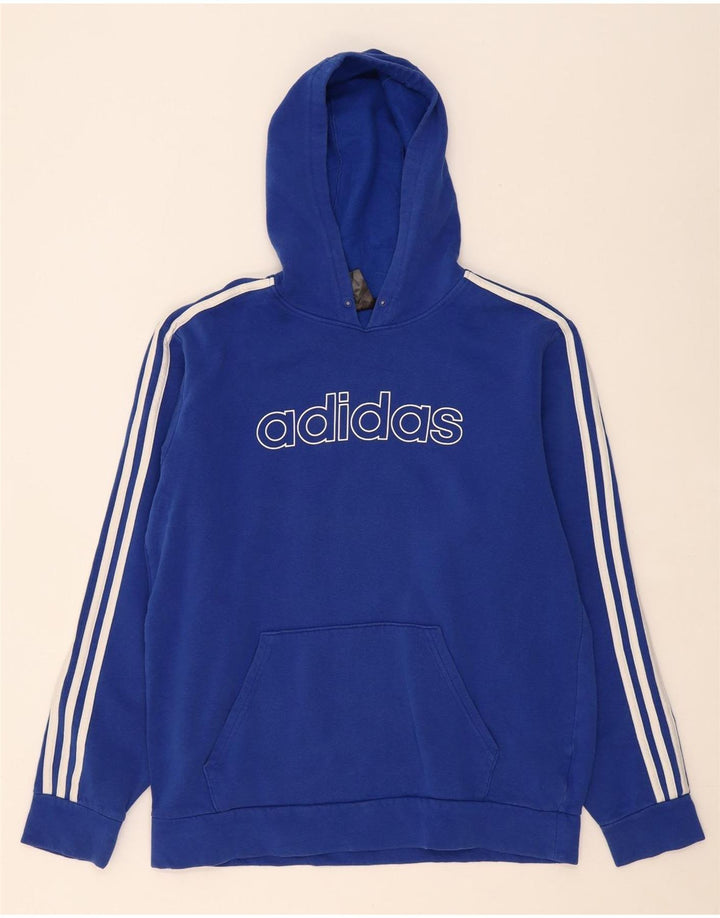 ADIDAS Mens Graphic Hoodie Jumper Medium Blue Cotton Vintage Adidas and Second-Hand Adidas from Messina Hembry 