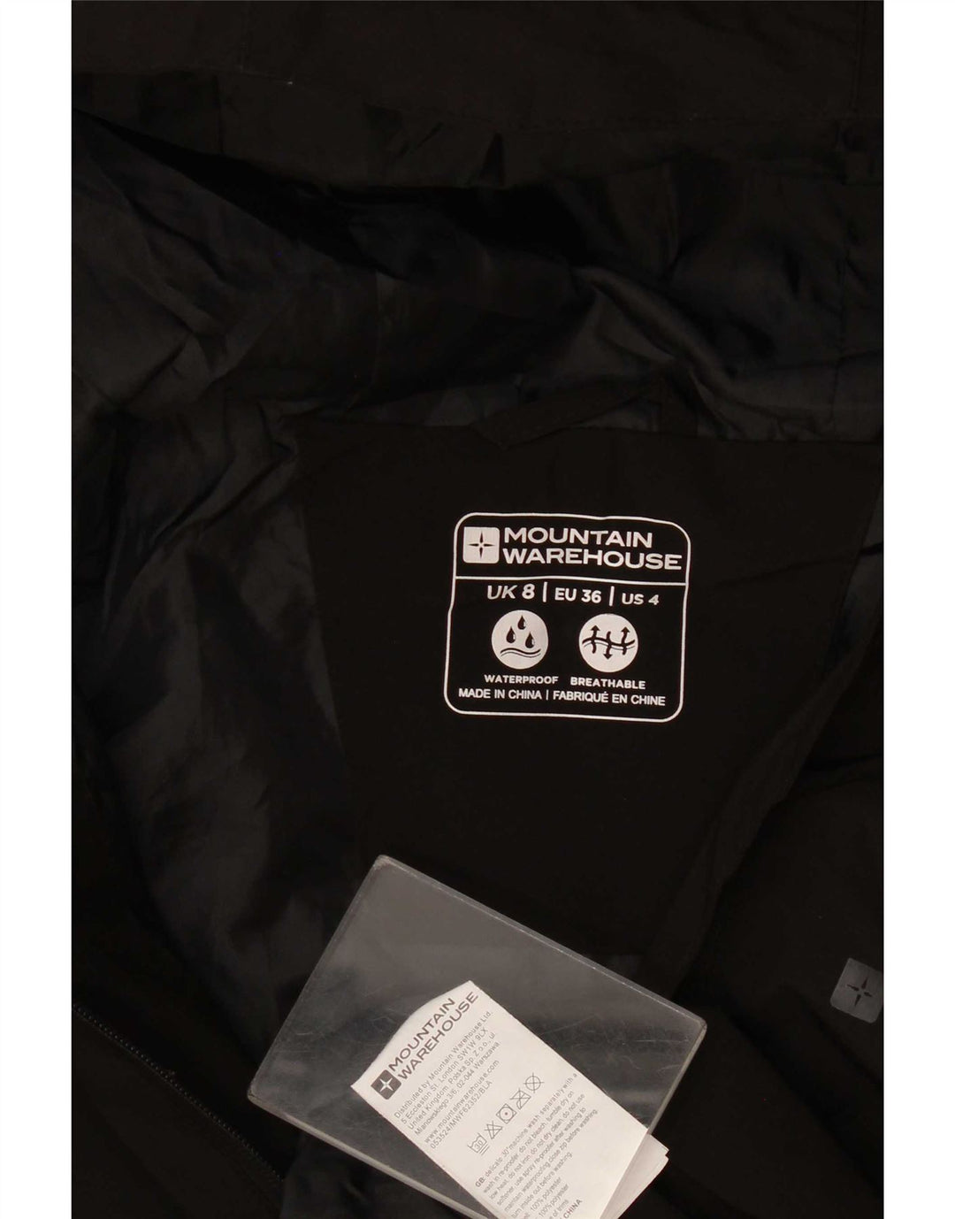 Mountain Warehouse Γυναικείο μπουφάν βροχής με κουκούλα UK 8 Small Black Polyester