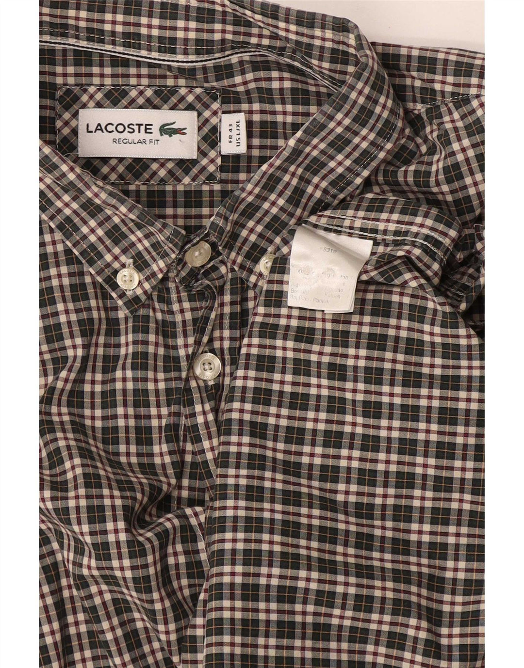 Ανδρικό πουκάμισο Lacoste Regular Fit Μέγεθος 43 Μεγάλο πράσινο βαμβακερό καρό