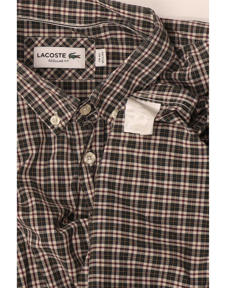 Ανδρικό πουκάμισο Lacoste Regular Fit Μέγεθος 43 Μεγάλο πράσινο βαμβακερό καρό