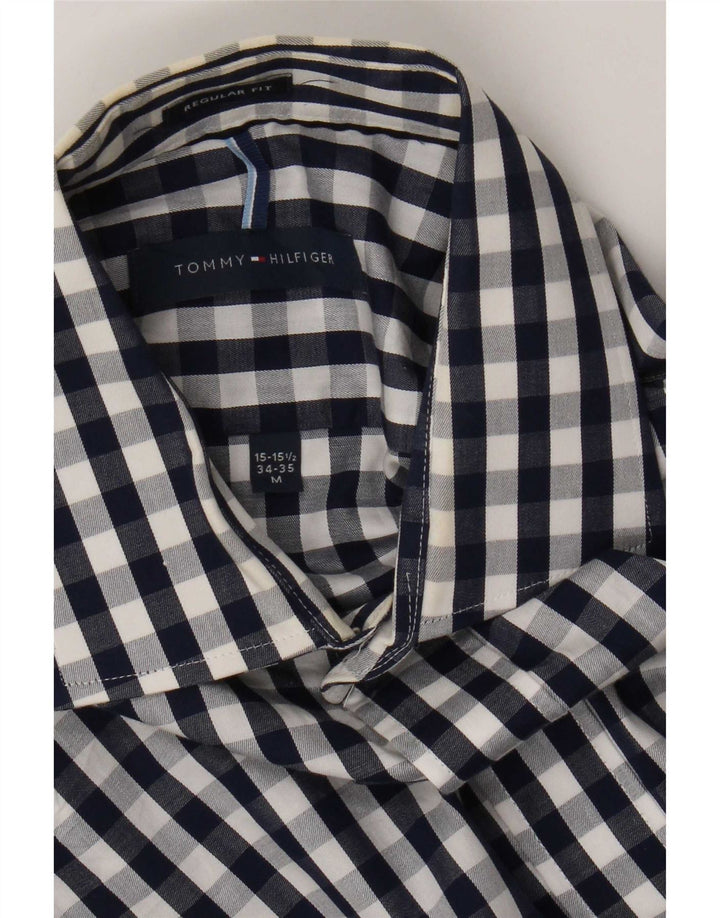 Tommy Hilfiger Ανδρικό πουκάμισο με κανονική εφαρμογή, μέγεθος 15 1/2 Medium Navy Blue Gingham