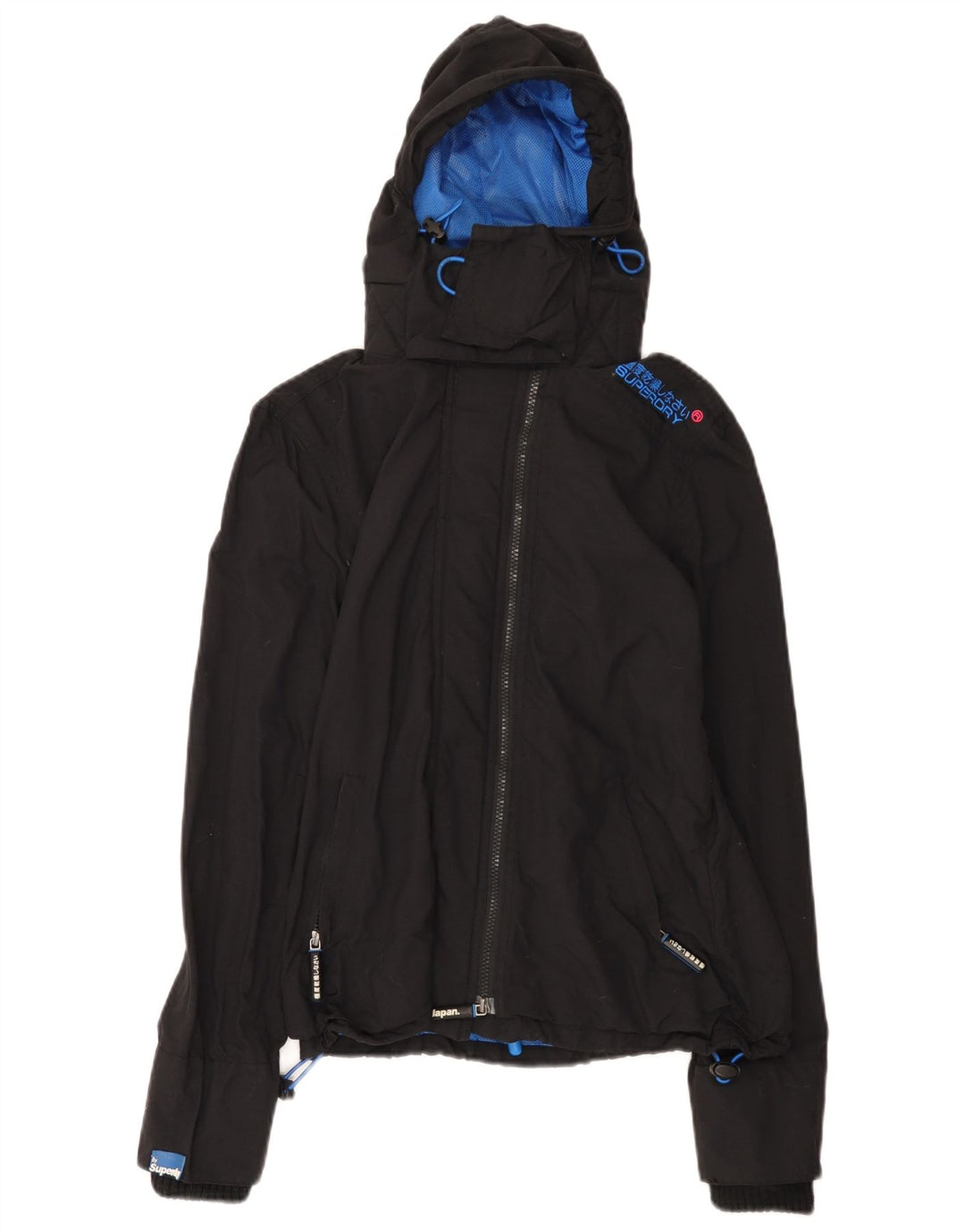 Superdry γυναικείο μπουφάν βροχής Windcheater με κουκούλα UK 14 Medium Black Nylon