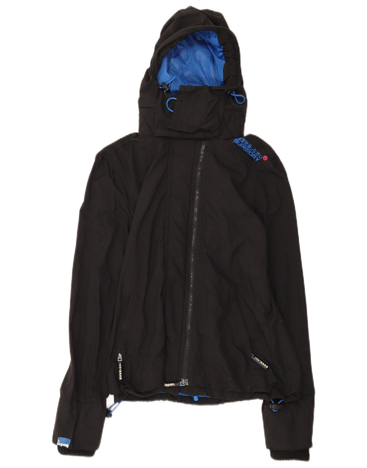 Superdry γυναικείο μπουφάν βροχής Windcheater με κουκούλα UK 14 Medium Black Nylon