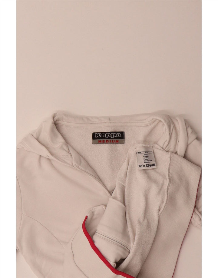 KAPPA Womens Zip Hoodie Sweater UK 14 Medium White Cotton Vintage Kappa and Second-Hand Kappa from Messina Hembry 