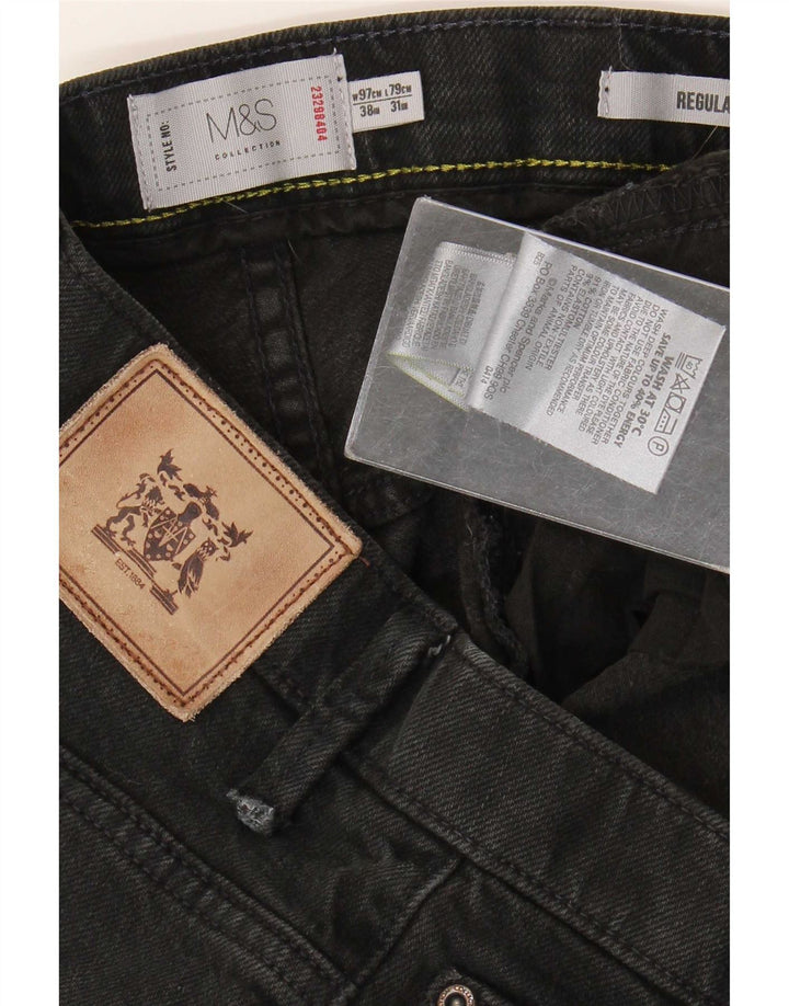 Ανδρικό τζιν ίσιο Marks & Spencer Regular Fit W38 L31 Μαύρο βαμβακερό