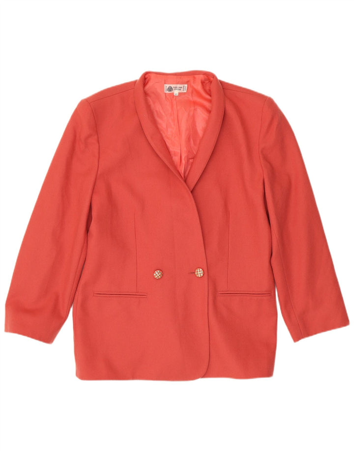 Vintage Γυναικείο Διπλό Μπουφάν Blazer IT 48 XL Ροζ παρθένο μαλλί