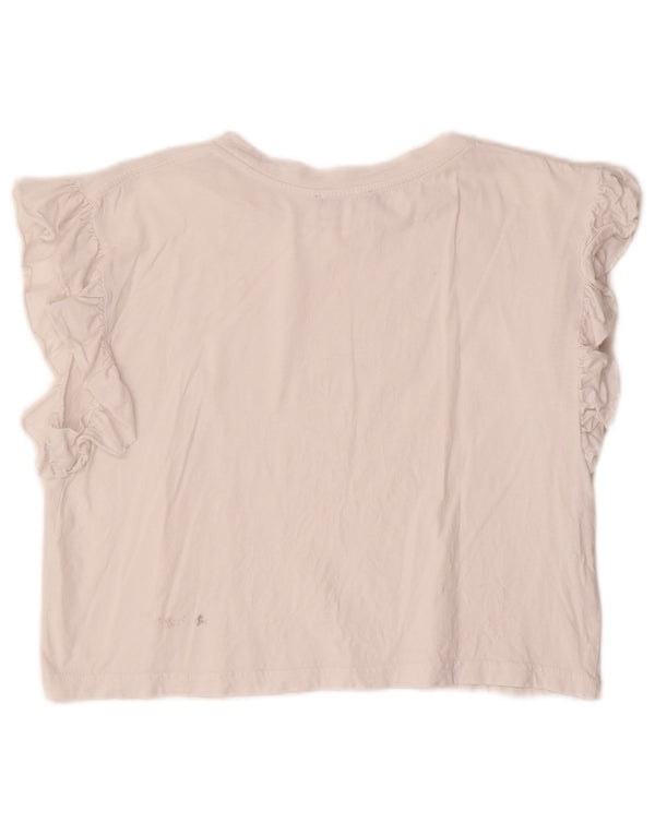 ZARA Γυναικεία Crop Μπλούζα Τοπ UK 10 Small Off White