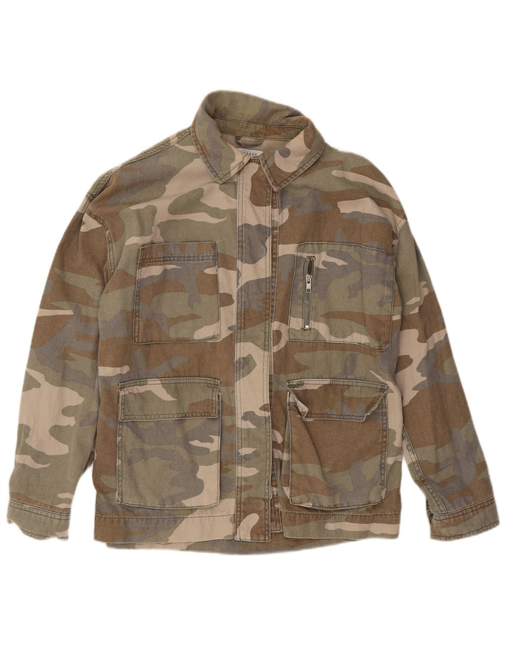 Topshop Γυναικείο Utility Μπουφάν UK 10 Small Khaki Camouflage Cotton