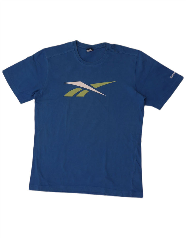 Ανδρικό γραφικό T-Shirt Reebok Top από μεσαίο μπλε βαμβακερό