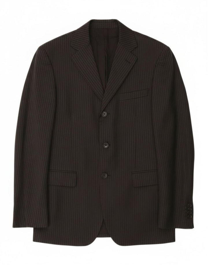 Paoloni Ανδρικό Μπουφάν Blazer 3 Κουμπιών IT 48 Μέτριο Μαύρο Ρίγα