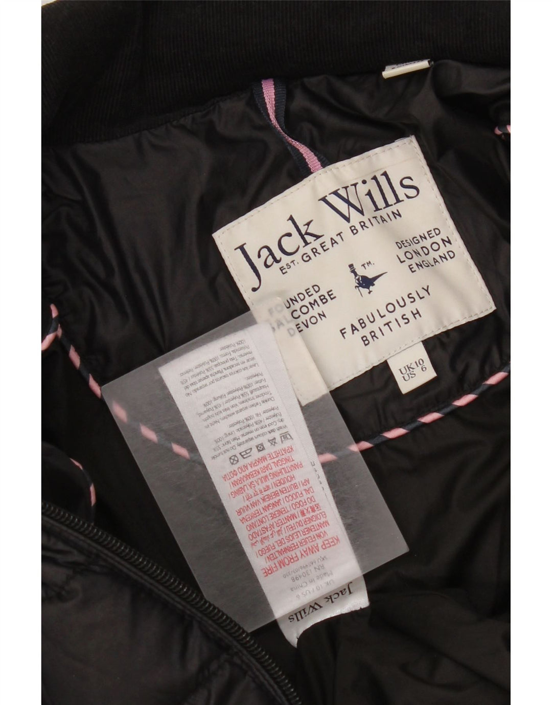Jack Wills Γυναικείο μπουφάν με επένδυση UK 10 Small Black Polyester