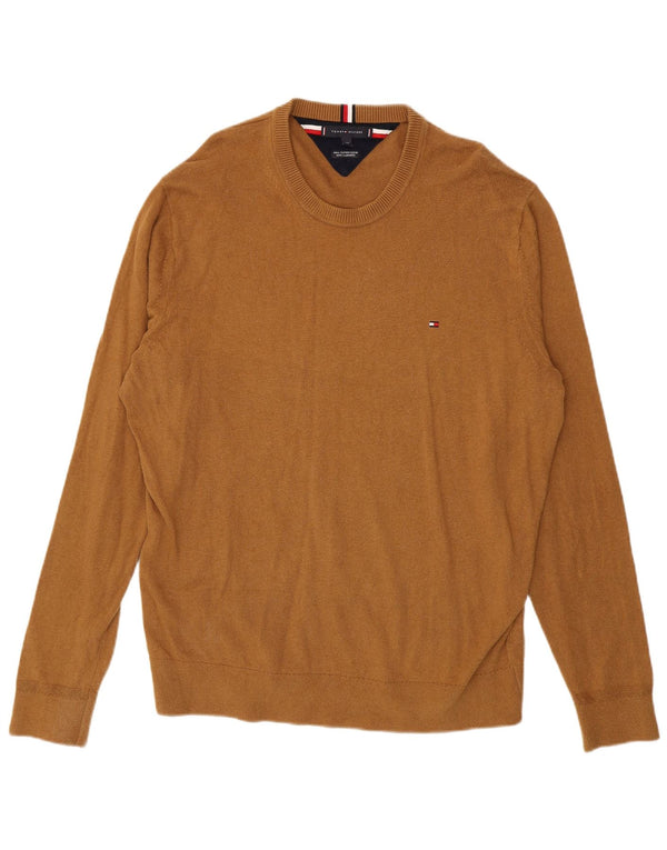 Ανδρικό πουλόβερ Tommy Hilfiger Crew Neck Jumper 2XL Καφέ βαμβακερό