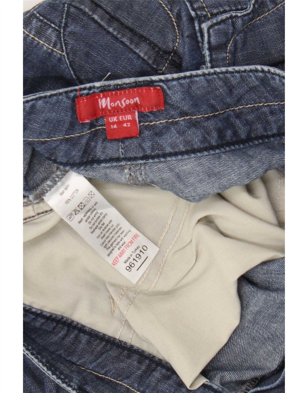 Monsoon γυναικείο τζιν σορτς Cargo UK 14 Medium W34 L20 Μπλε βαμβακερό