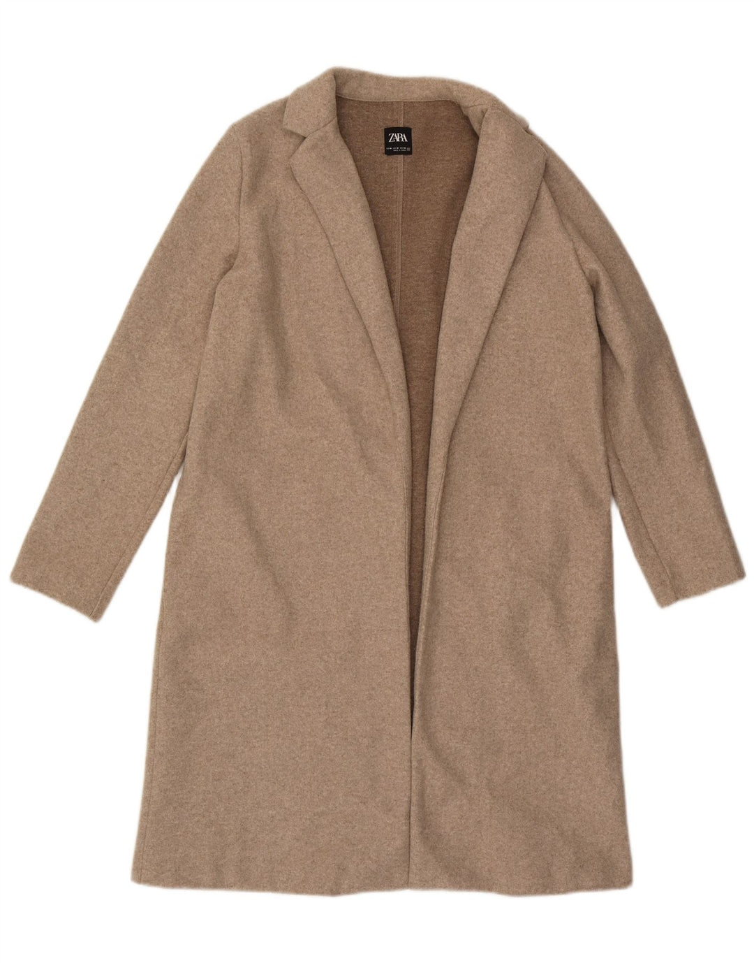 Zara Γυναικείο Ανοιχτό Παλτό UK 14 Medium Beige Polyester