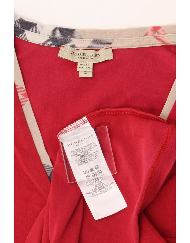 BURBERRY Womens Crop T-Shirt Top UK 16 Large Burgundy Cotton Vintage Burberry and Second-Hand Burberry from Messina Hembry 