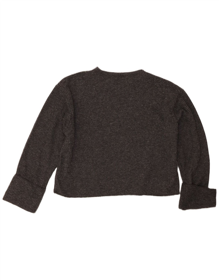 Γυναικείο Zara Crop Oversized πουλόβερ με λαιμόκοψη UK 16 Large Grey