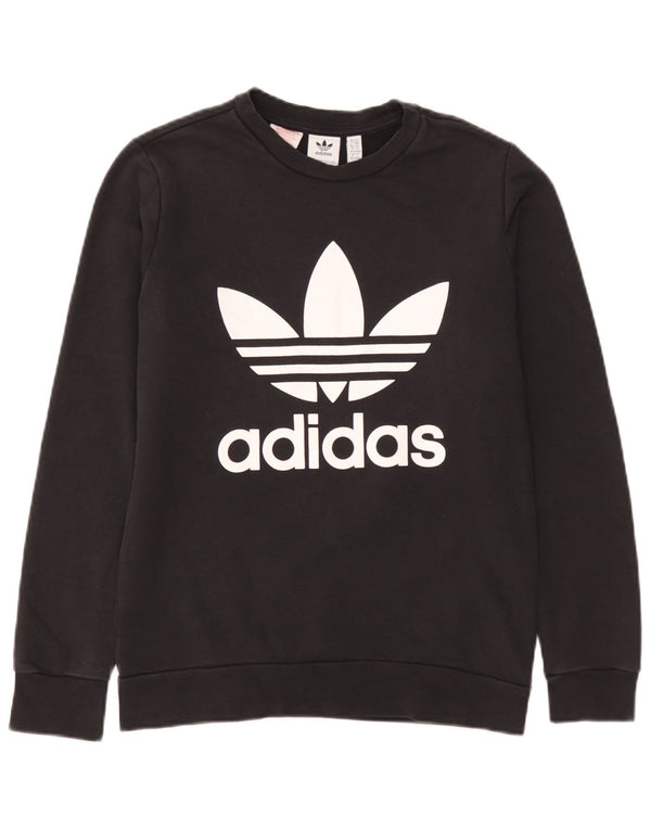 Γραφικό Φούτερ Adidas Boys Jumper 13-14 ετών Μαύρο βαμβακερό