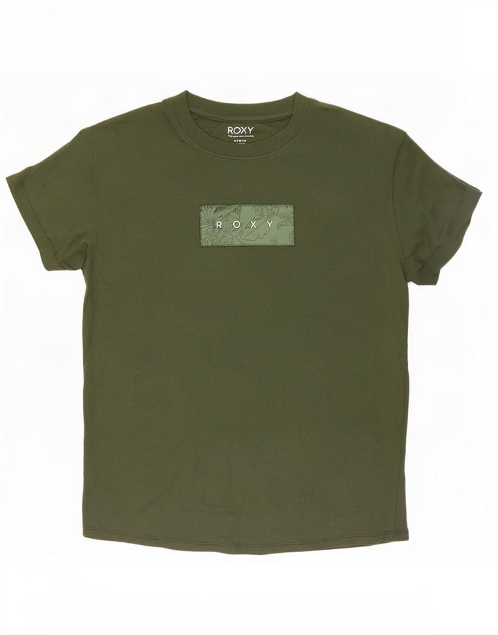 Roxy Γυναικείο γραφικό T-Shirt Top UK 14 Medium Khaki Βαμβάκι