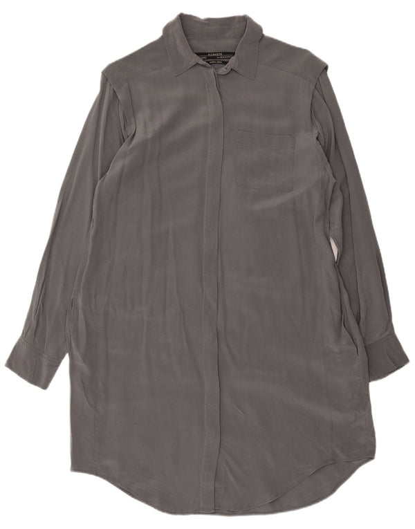 ALL SAINTS Γυναικείο πουκάμισο Oversized Φόρεμα UK 10 Small Grey Silk