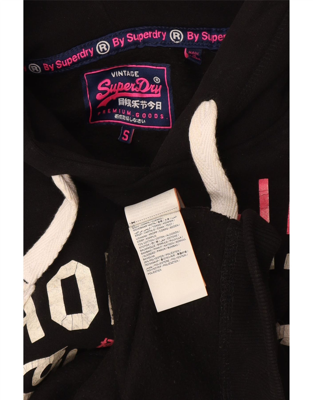 Superdry Ανδρικά Hornets Graphic Hoodie Jumper UK 10 Small Black Cotton