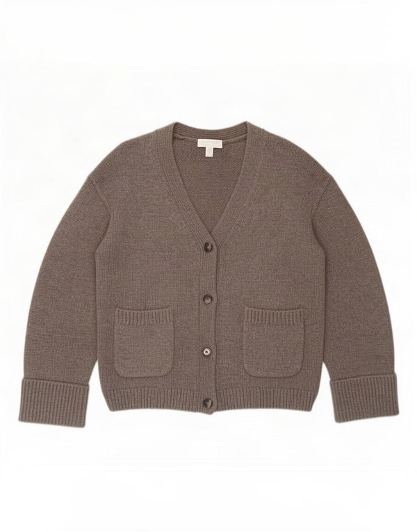 White Label Womens Cardigan Sweater UK 12 Medium Grey Merino Wool