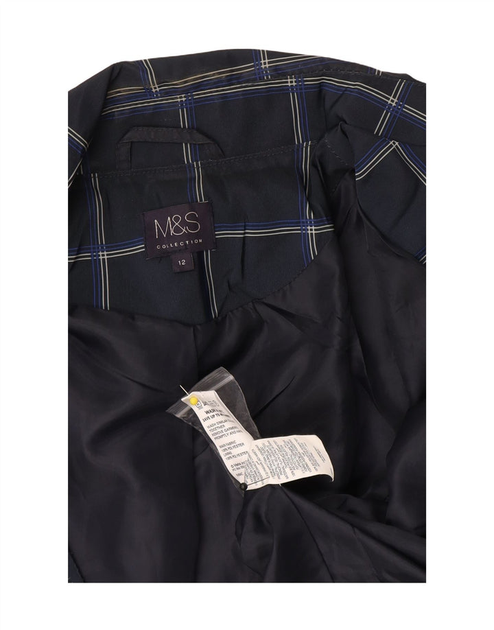 Marks & Spencer Γυναικεία καμπαρντίνα UK 12 Medium Navy Blue Check Polyester