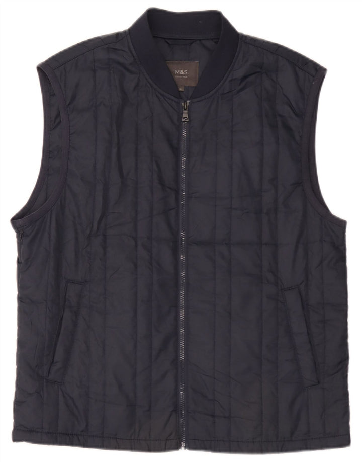 Marks & Spencer Mens Liner Gilet UK 38 Medium Navy Blue Polyester
