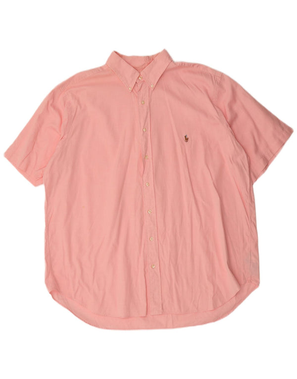 Polo Ralph Lauren Ανδρικό μεγάλο κοντομάνικο πουκάμισο XL ροζ βαμβακερό
