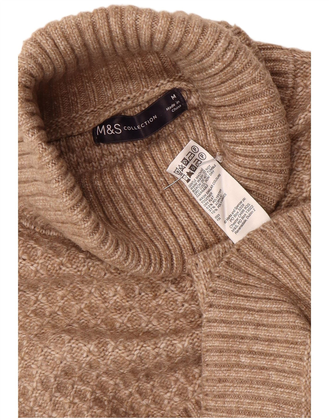 Marks & Spencer Γυναικείο πουλόβερ με ρολό λαιμόκοψη UK 14 Μεσαίο καφέ