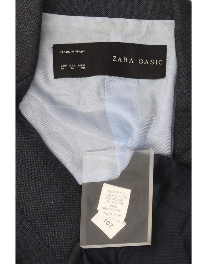 Zara Γυναικείο Μπουφάν 1 Button Blazer UK 12 Medium Navy Blue Polyester
