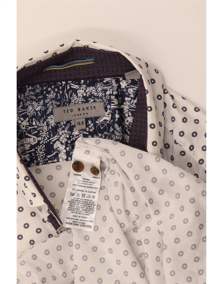 Ανδρικό πουκάμισο Ted Baker Μέγεθος 15 1/2 Μεσαίο λευκό γεωμετρικό βαμβάκι
