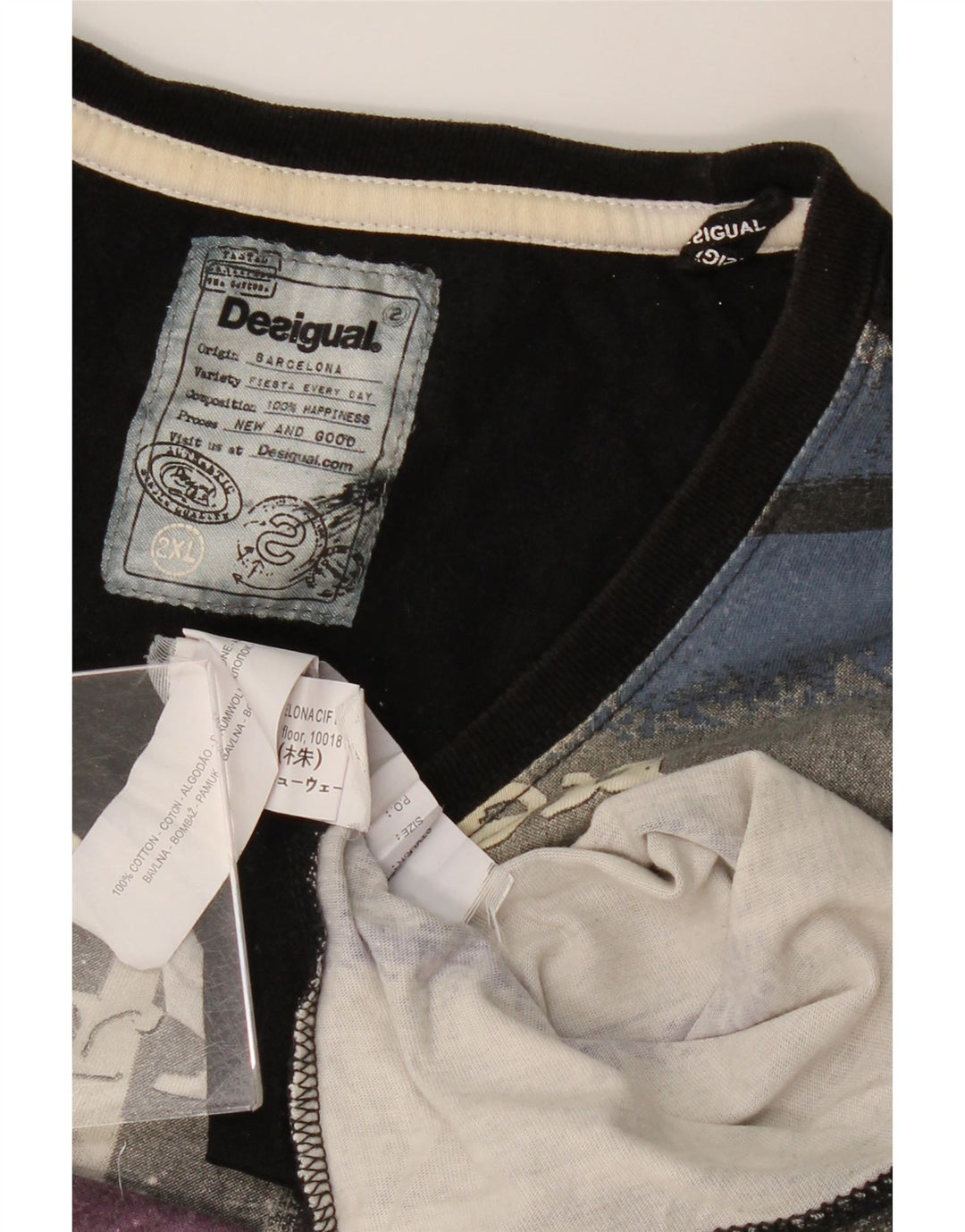 Ανδρικό γραφικό μπλουζάκι DESIGUAL Top 2XL Γκρι χρώματος βαμβακερό