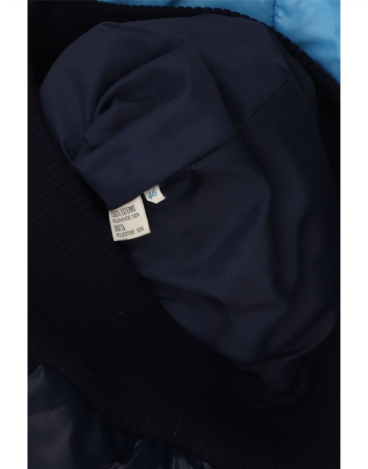 VINTAGE Ανδρικό μπουφάν με επένδυση IT 46 Small Blue Colorblock Πολυαμίδιο