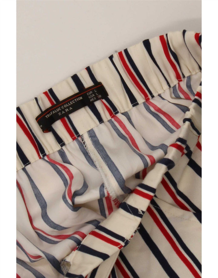 Zara Γυναικείο Παντελόνι Capri Μεγάλο W34 L22 Λευκό ριγέ