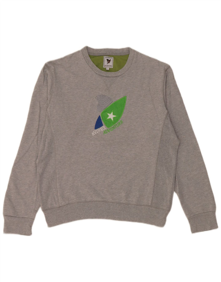 Ανδρικό φούτερ Avirex Graphic Regular Fit Jumper μεγάλο γκρι βαμβακερό