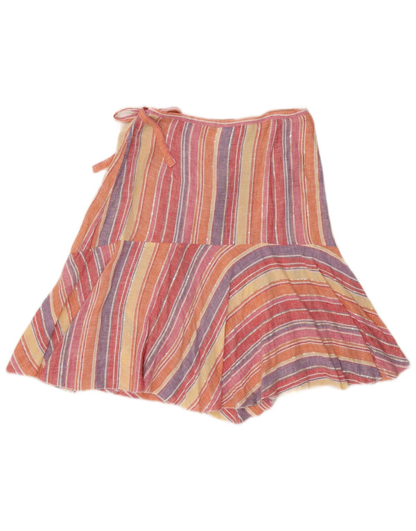 Max Mara γυναικεία φούστα UK 10 Small W27 πολύχρωμα ριγέ λινό