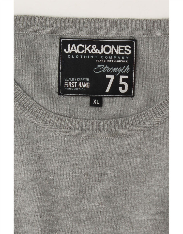 Jack & Jones Ανδρικό πουλόβερ με λαιμόκοψη XL με γκρι φλιτζάνι