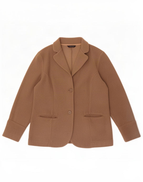 Lands End Γυναικείο Fleece 2 Button Jacket UK 12 Medium Beige Polyester