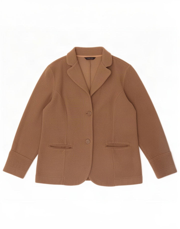 Lands End Γυναικείο Fleece 2 Button Jacket UK 12 Medium Beige Polyester