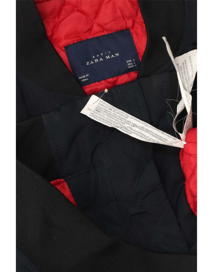 Zara Ανδρικό Bomber Jacket UK 40 Large Navy Blue Colorblock Polyester