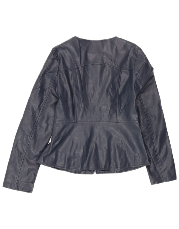 Zara Γυναικείο Μπουφάν από Faux Leather UK 12 Medium Navy Blue Polyester