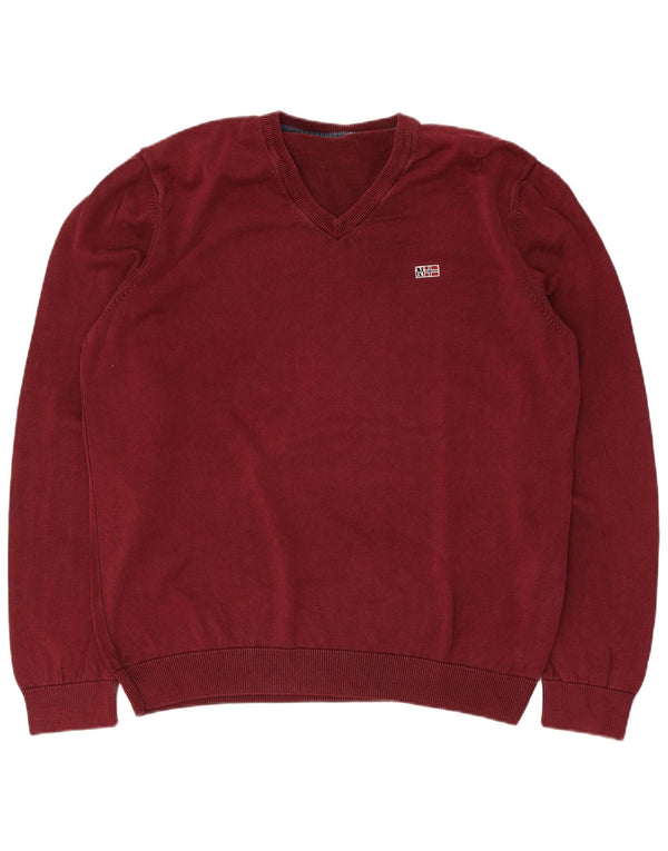 Ανδρικό πουλόβερ Napapijri Geographic με V-Neck Jumper XL Maroon Cotton