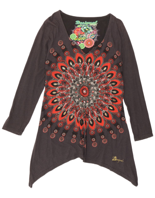 Desigual Asymmetric Tunic Top UK 20 2XL Γκρι Floral