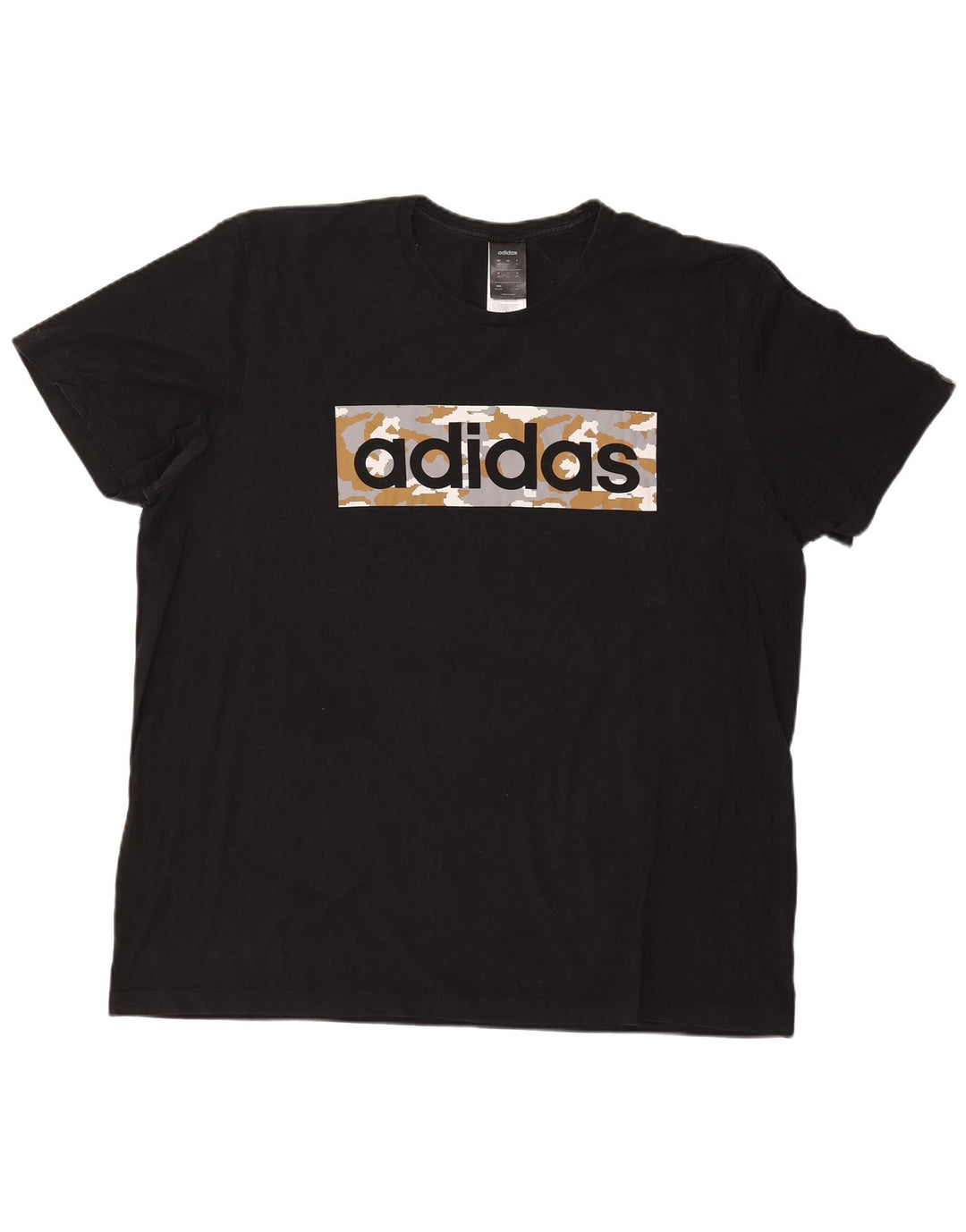 Ανδρικό γραφικό T-Shirt ADIDAS Top 2XL Μαύρο βαμβακερό