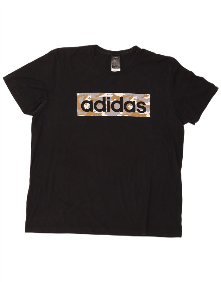 Ανδρικό γραφικό T-Shirt ADIDAS Top 2XL Μαύρο βαμβακερό
